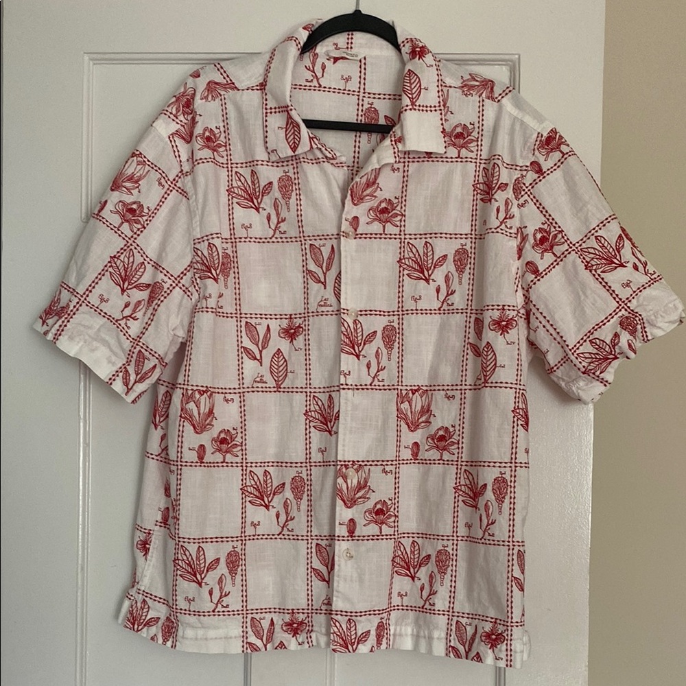 Floral Red and White Men's Shirt